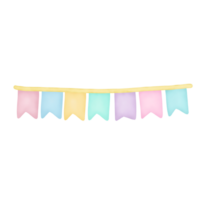 Watercolor pastel Birthday flag clipart png