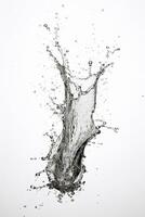 Dynamic Water Splash Water Splashes on White Background - AI generated photo