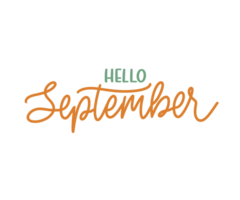 Hello September hand drawn lettering png