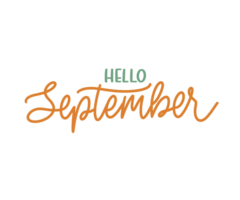 Hej september hand dragen text png