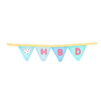 Watercolor pastel Birthday flag png