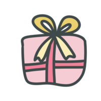 Cute cartoon pastel doodle hand draw birthday gift png