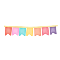 Watercolor pastel Birthday flag png