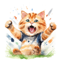 ai generativ Sport Tag Katze Jubel zum das Spiel Aquarell Pastell- png