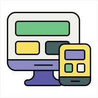 Responsive Design color outline icon design style vector