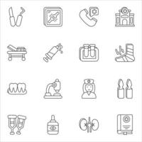 healthcare and medical line icons set pack vector