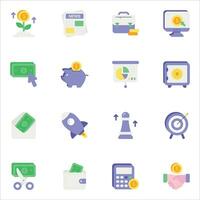 business and finance flat icons set pack vector