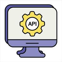 computer api network color outline icon design style vector