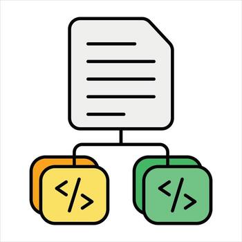 Network Coding color outline icon design style vector