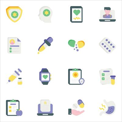 healthcare and medical flat icons set pack