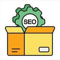 seo package color outline icon design style vector
