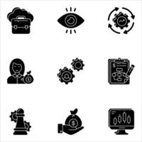 business and finance glyph icons set pack vector