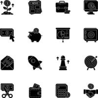 business and finance glyph icons set pack vector