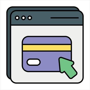 web transaction color outline icon design style vector