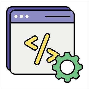 Code Optimization color outline icon design style vector