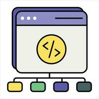 web coding color outline icon design style vector