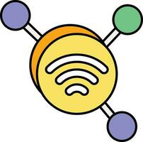 wifi network  color outline icon design style vector