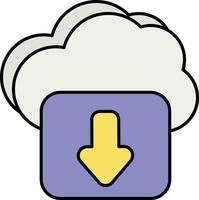 cloud download color outline icon design style vector