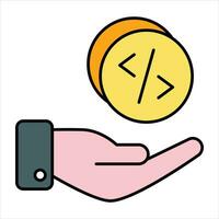 web code color outline icon design style vector