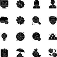 business and finance glyph icons set pack vector