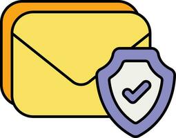 mail security color outline icon design style vector