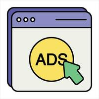 click ads color outline icon design style vector