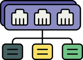 ethernet port color outline icon design style vector