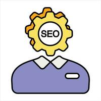 seo manager color outline icon design style vector