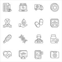 healthcare and medical line icons set pack vector