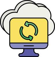 computing cloud color outline icon design style vector