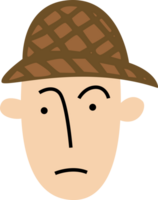 Bad mood young bald men with green brown hat character png