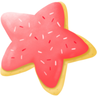 Strawberry glazed cookie star shape png