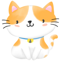 A white and orange cat png