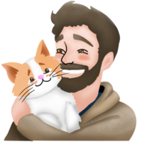 The man hug with a cat png