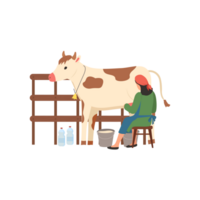 Woman Milking Cow Generative Ai png