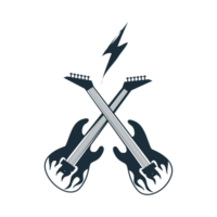 Crossed Electric Guitar Logo Generative Ai png