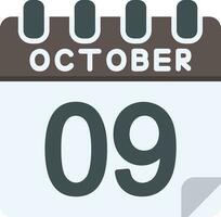 9 9 octubre plano icono vector