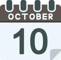 10 October Flat Icon vector