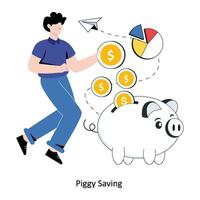 Piggy saving Flat Style Design Vector illustration. Stock illustration