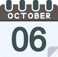 6 6 octubre plano icono vector