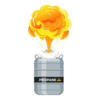 Explosion of gas in cylinder container with fuel Generative Ai png