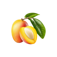 mango frukt med blad generativ ai png
