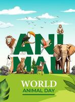 World animal day wildlife illustration vector template