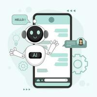 Chat Bot Illustration for Mobile Phone vector