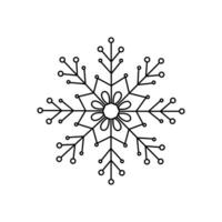 Snowflake Christmas simple doodle linear hand drawn vector illustration, winter holidays New Year elements for seasons greetings cards, invitations, banner, poster, stickers