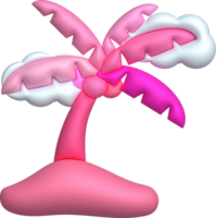 3d ilustración Coco arboles y nubes png