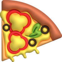 3d illustration Pizza tranches surmonté avec des légumes et fromage. minimal style. png