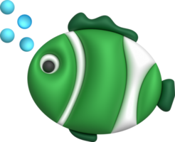 3d illustration mignonne sous-marin animaux mer poisson populaire Couleur poisson. minimal style. png