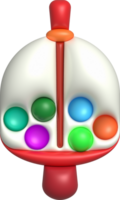 3D illustration Spinning top toy spinning game.Kids toys minimal style. png