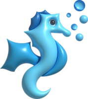 3d illustratie schattig onderwater- dieren zee paard. minimaal stijl. png